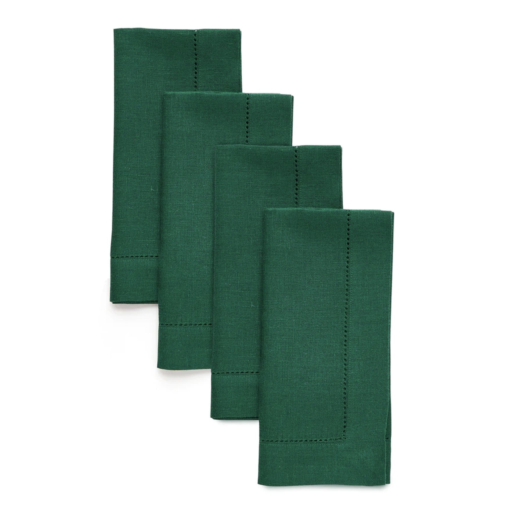 Green Forest Hemstitch Table Linen Collection, 100% Linen