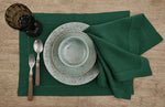 Load image into Gallery viewer, Green Forest Hemstitch Table Linen Collection, 100% Linen
