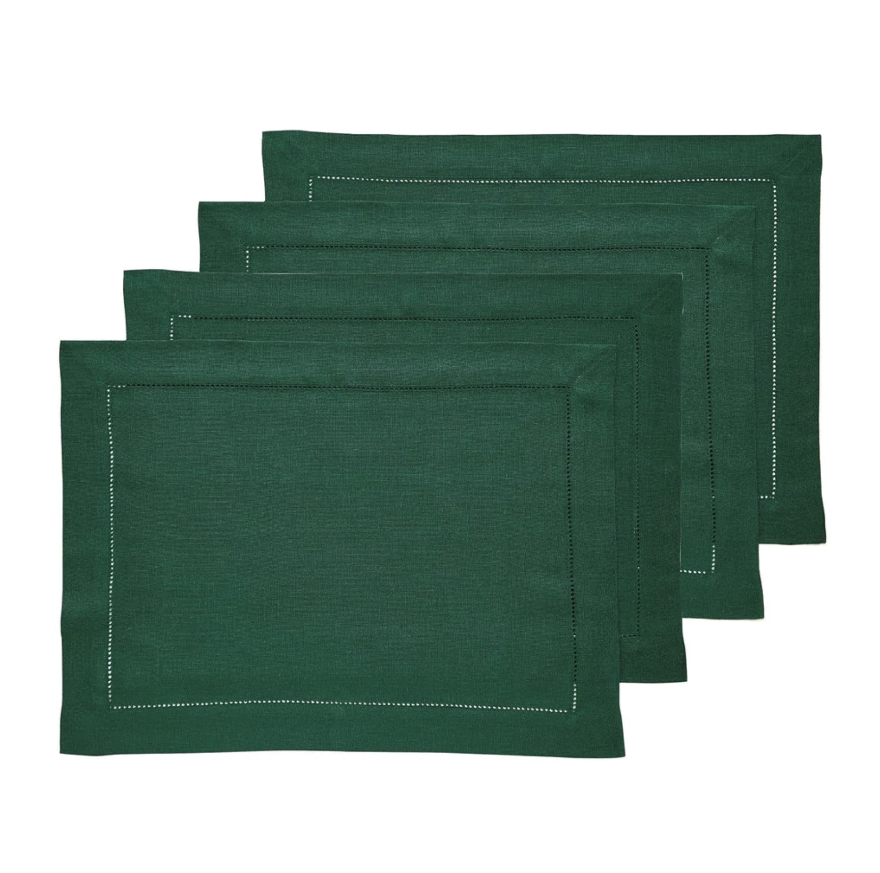 Green Forest Hemstitch Table Linen Collection, 100% Linen