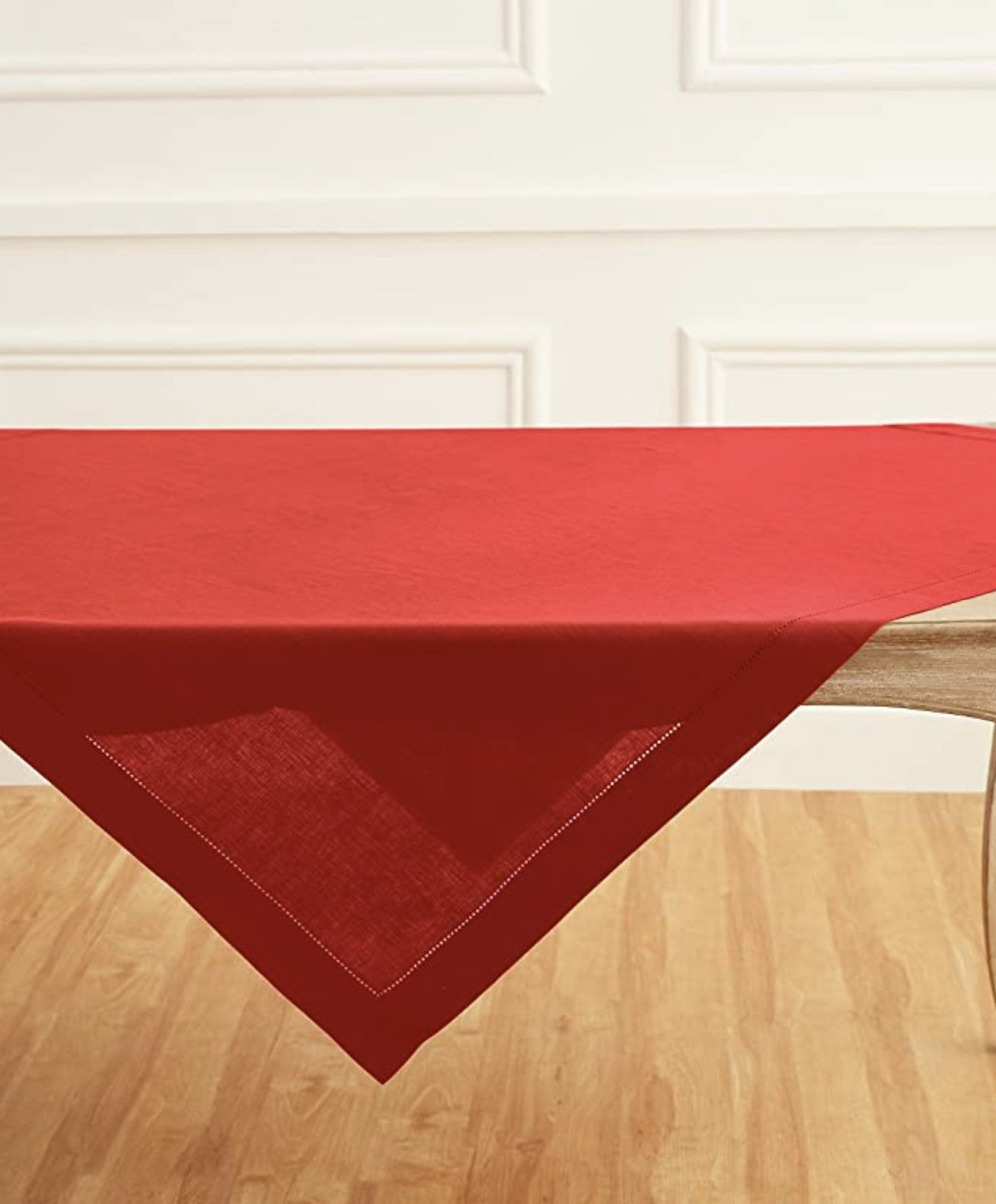 Red Hemstitch Table Linen Collection, 100% Linen – Blanks for Crafters