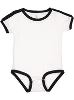 Load image into Gallery viewer, Contrast Ribbed Collar, Fine Jersey Baby Onesie, 100% Cotton, White &amp; Black
