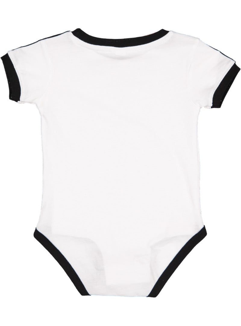 Contrast Ribbed Collar, Fine Jersey Baby Onesie, 100% Cotton, White & Black