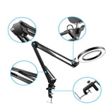 Load image into Gallery viewer, Corded-Electric Powered, Black Color, Desktop LED Light Lamp and 5X Magnifier
