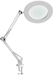 Corded-Electric Powered, White Color, Desktop LED Light Lamp and 5X Magnifier
