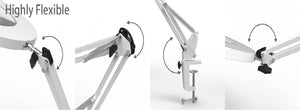 Corded-Electric Powered, White Color, Desktop LED Light Lamp and 5X Magnifier