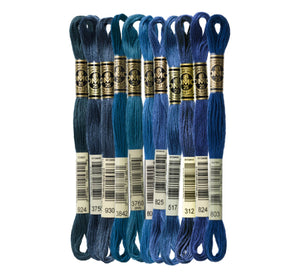 Six Strand Floss, DMC  (Dark Blue Colors) 100% Cotton