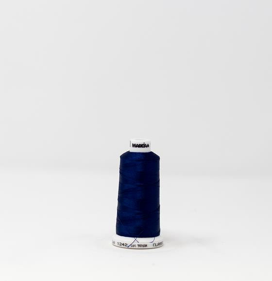 Dark Denim Blue Color, Classic Rayon Machine Embroidery Thread, (#40 / #60 Weights, Ref. 1242), Various Sizes by MADEIRA