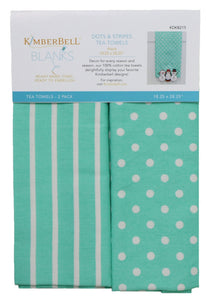 Dots & Stripes Tea Towel, Aqua