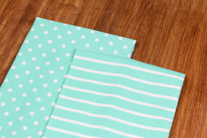 Dots & Stripes Tea Towel, Aqua