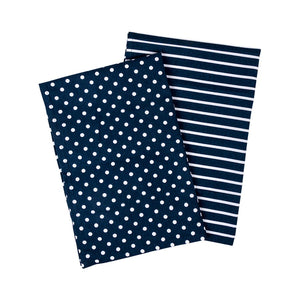 Dots & Stripes Tea Towel, Navy