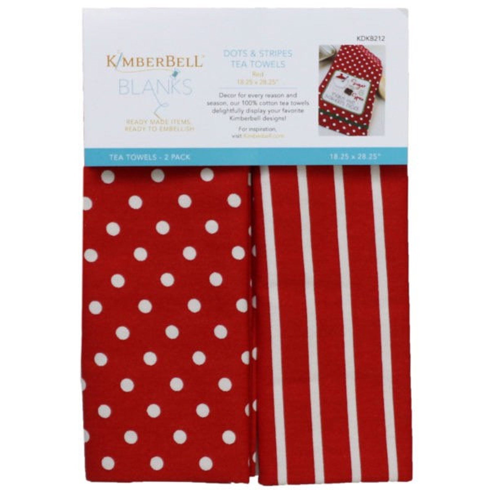 Dots & Stripes Tea Towel, Red
