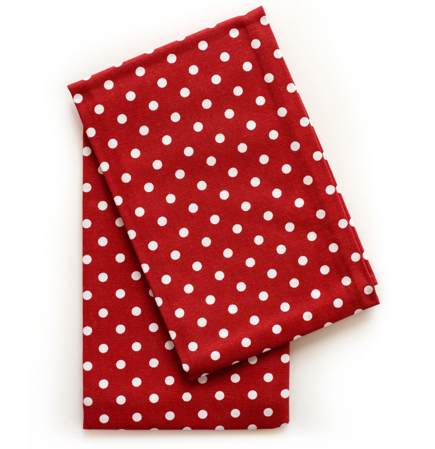 Dots & Stripes Tea Towel, Red