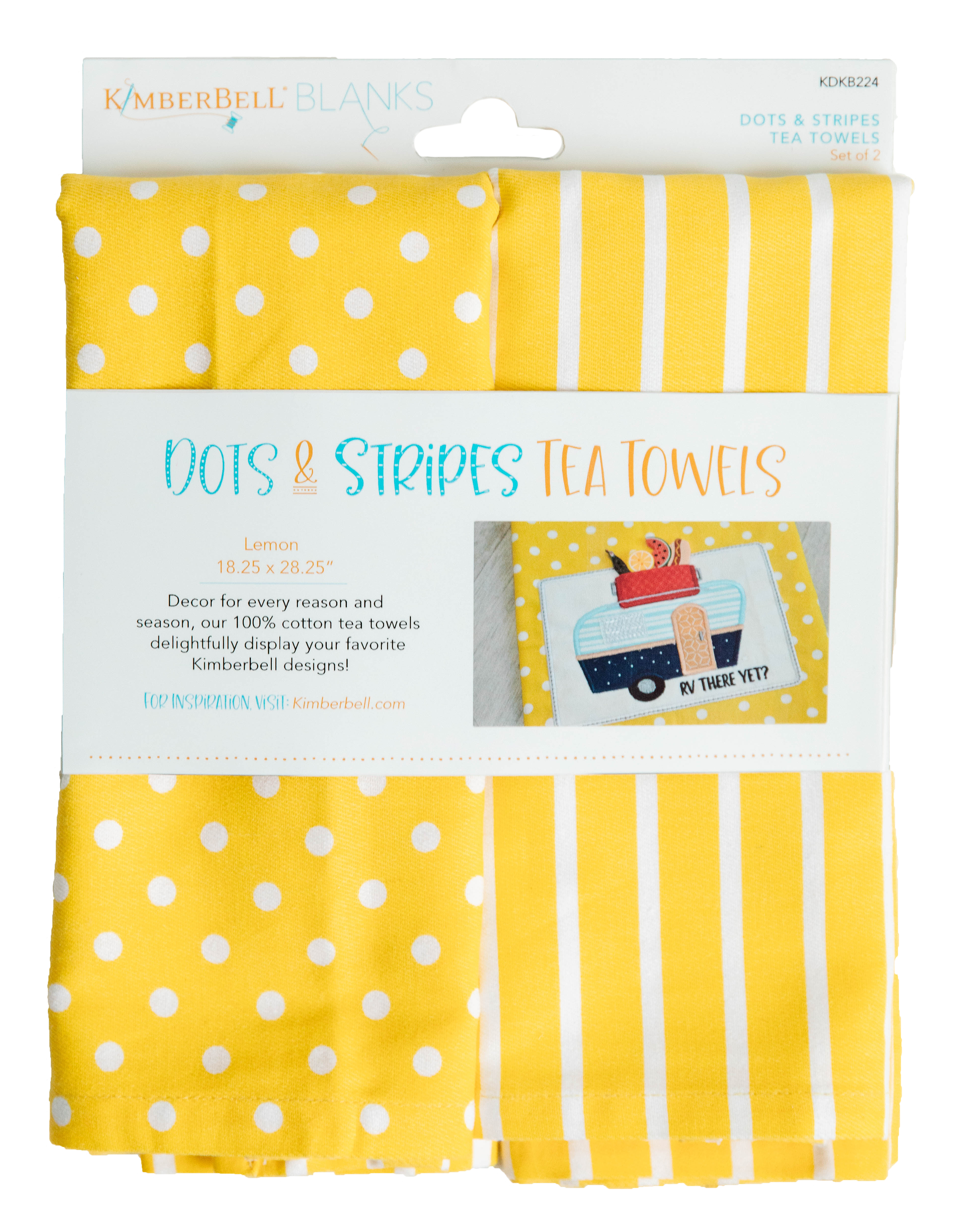 Dots & Stripes Tea Towel, Yellow Lemon