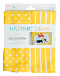 Dots & Stripes Tea Towel, Yellow Lemon