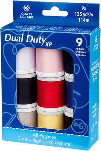 9 Spools Multipack, Dual Duty XP,  All Purpose Threads,  125 yards by Coats