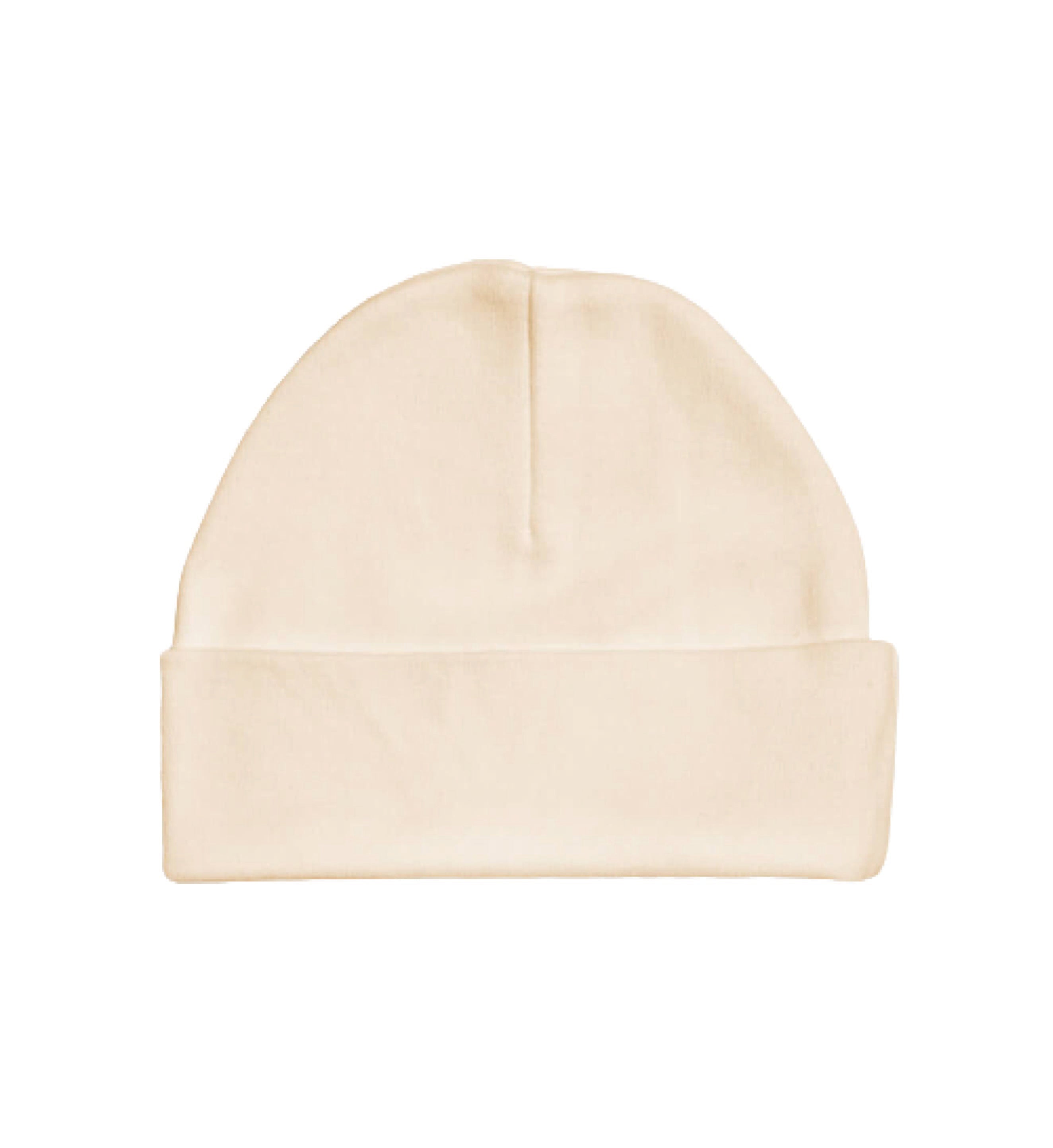 Embroidery Baby Beanie Cap, 100% Cotton, Natural