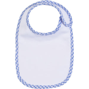 Embroidery Blank, Baby Bib with Blue Gingham Border