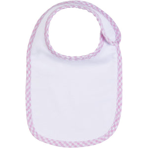 Embroidery Blank, Baby Bib with Pink Gingham Border
