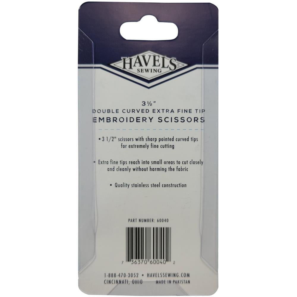 Embroidery Scissors (Double Curved Extra Fine Tip) 3.5" by Havel's