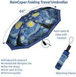 Load image into Gallery viewer, Fine Art Foldind Travel Umbrella,     &quot;Starry Night&quot; by Vincent Van Gogh
