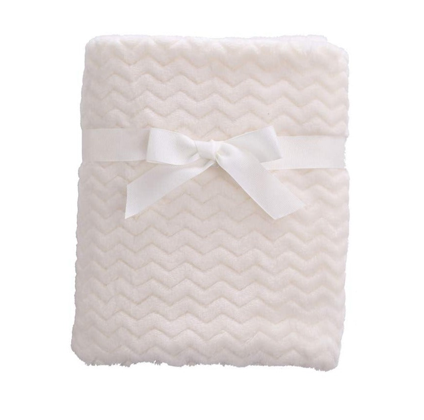 Fleece Infant Blanket, 30 x 40 in, White-Ivory Color