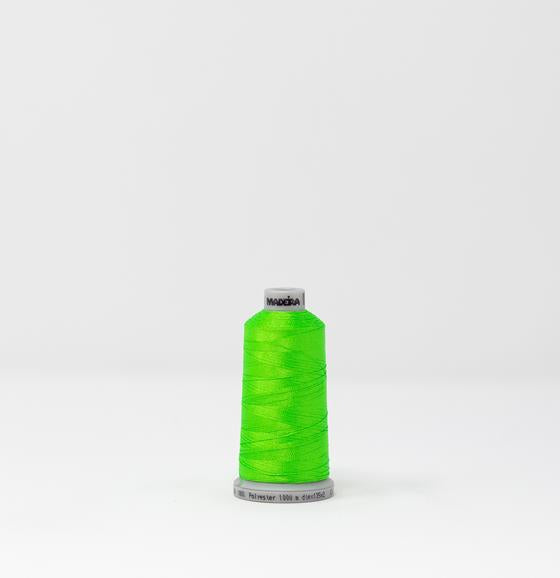 918-1850 5,500 yard cone of #40 weight Fluorescent Green polyester machine  embroidery thread.