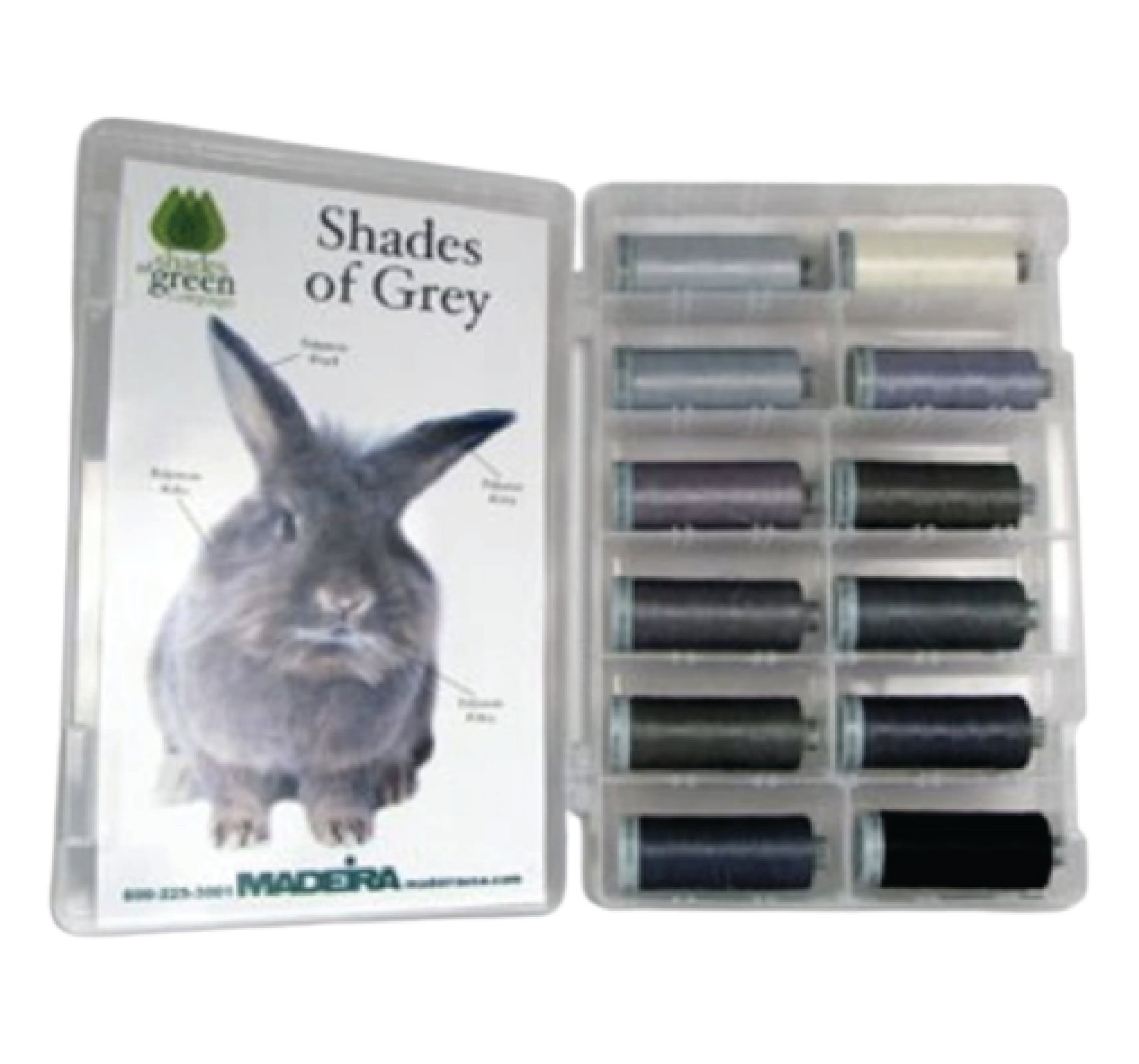 Gray Shade Colors:  1,100-yards Mini Snap Cones, Polyneon #40, Machine Embroidery Thread Collection,  12 units/pack by MADEIRA