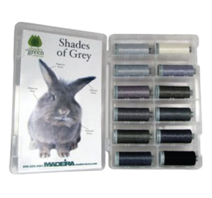 Gray Shade Colors:  1,100-yards Mini Snap Cones, Polyneon #40, Machine Embroidery Thread Collection,  12 units/pack by MADEIRA