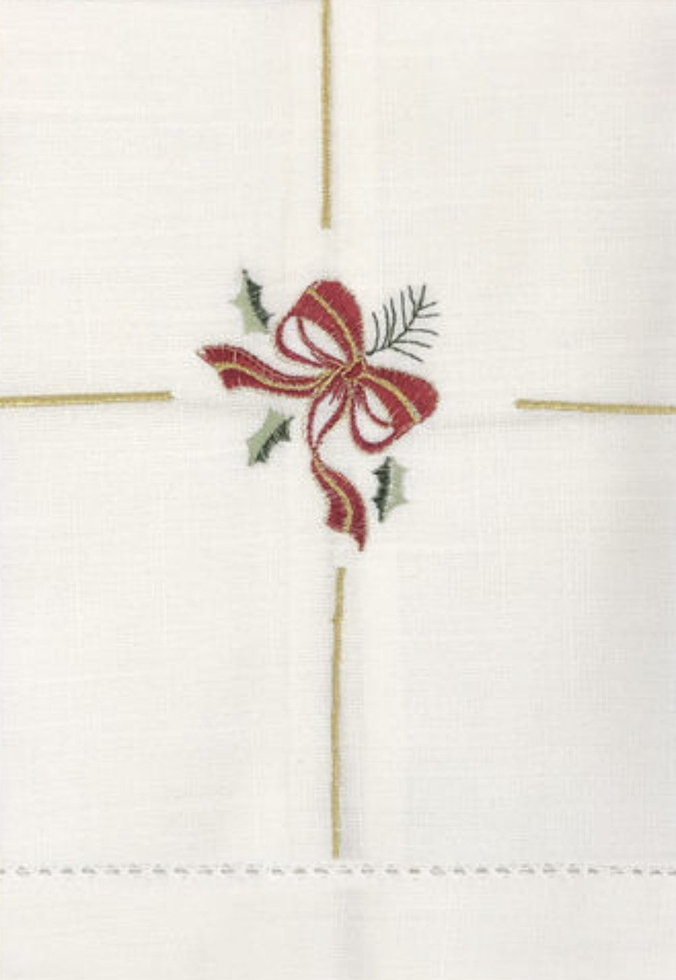 Hemstitched Guest Towel with Embroidered Christmas Decoration