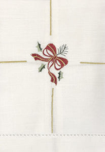 Hemstitched Guest Towel with Embroidered Christmas Decoration
