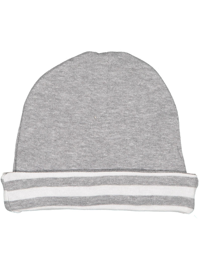 Infant Baby Cap, 100% Cotton,   (Heather with White Stripes)