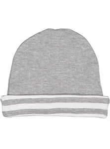 Infant Baby Cap, 100% Cotton,   (Heather with White Stripes)