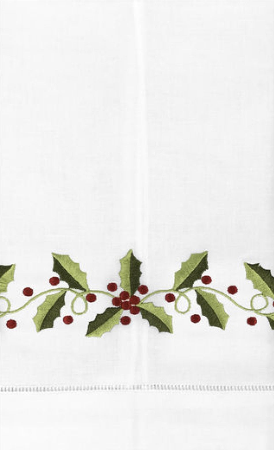 Hemstitched Guest Towel with Garland Christmas Decoration