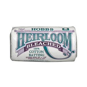 Hobbs Heirloom Bleached 100% Cotton Batting,  Various Sizes