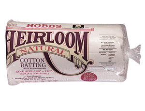 Hobbs Heirloom Natural 100% Cotton Batting (with Scrim Binder), Various Sizes