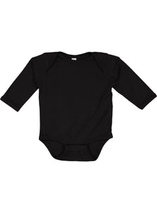 Baby Long Sleeve Bodysuit, 100% Cotton, Black