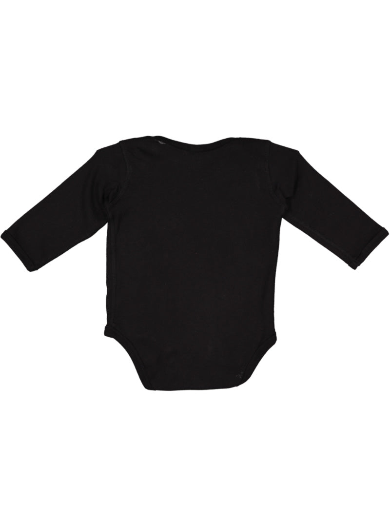 Baby Long Sleeve Bodysuit, 100% Cotton, Black