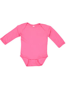 Baby Long Sleeve Bodysuit, 100% Cotton, Hot Pink