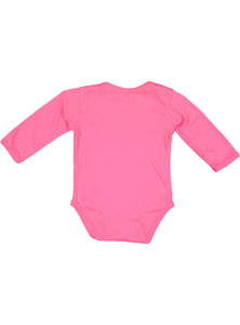 Baby Long Sleeve Bodysuit, 100% Cotton, Hot Pink