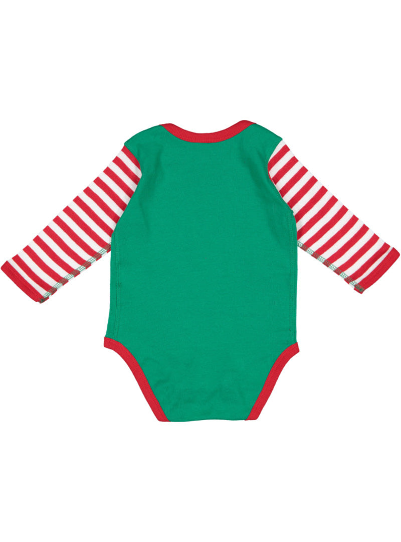 Baby Long Sleeve Bodysuit, 100% Cotton, Kelly/Red - Red/White Stripe