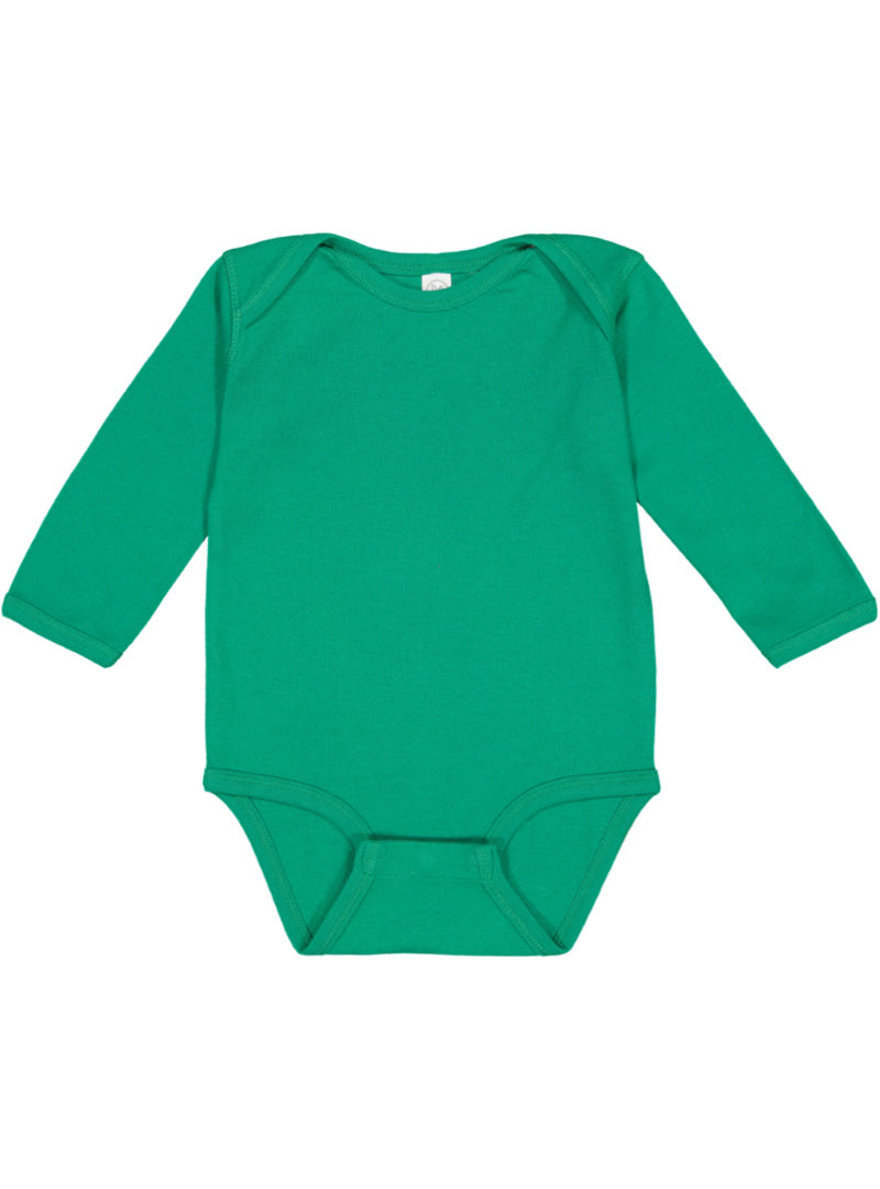 Baby Long Sleeve Bodysuit, 100% Cotton, Kelly