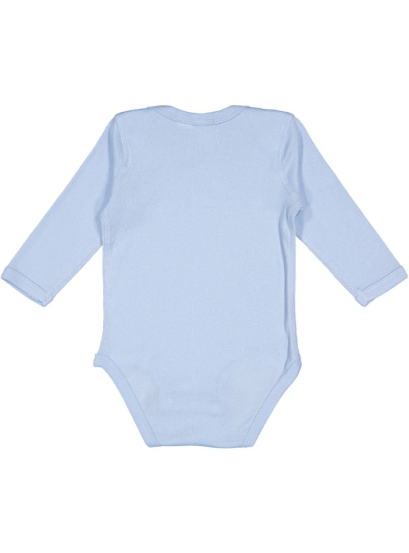 Baby Long Sleeve Bodysuit, 100% Cotton, Light Blue