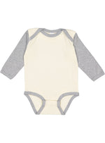 Load image into Gallery viewer, Baby Long Sleeve Bodysuit, 100% Cotton, Natural - Heather
