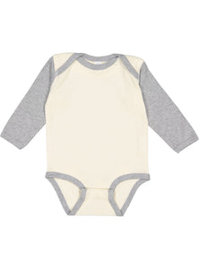 Baby Long Sleeve Bodysuit, 100% Cotton, Natural - Heather