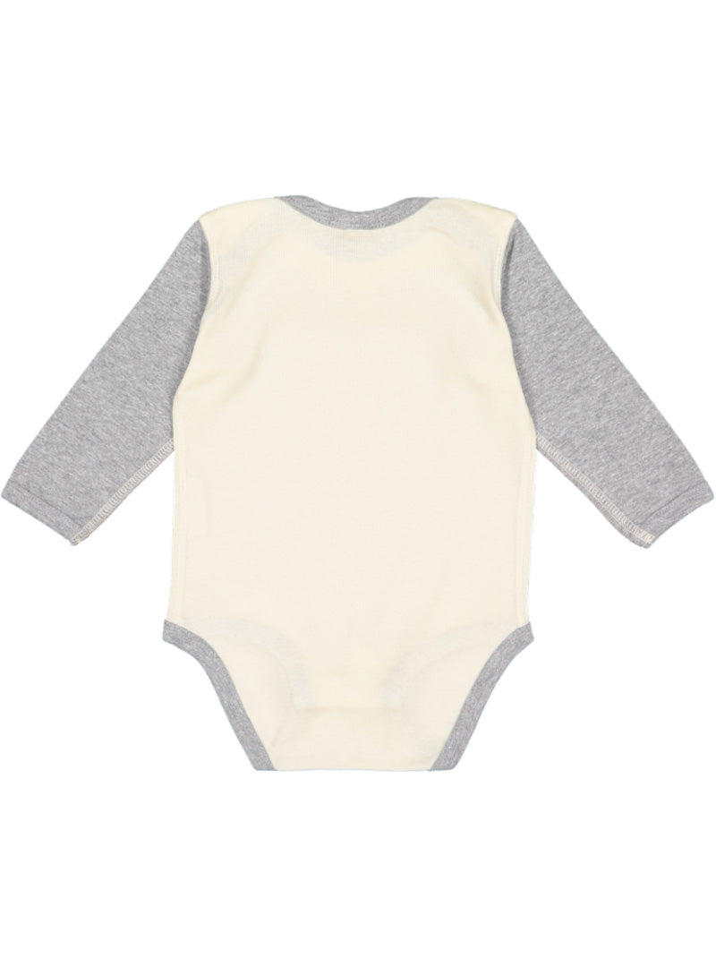 Baby Long Sleeve Bodysuit, 100% Cotton, Natural - Heather