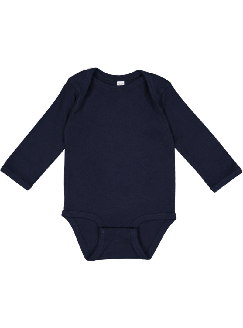 Baby Long Sleeve Bodysuit, 100% Cotton, Navy