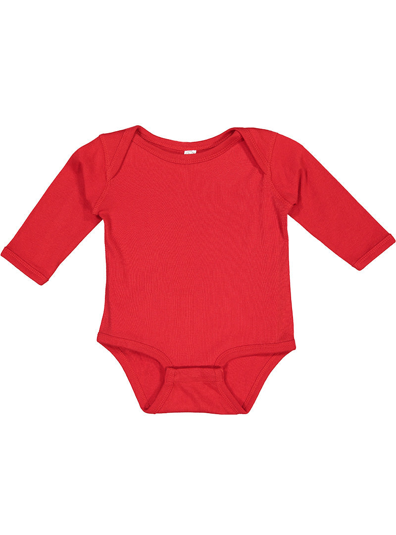 Baby Long Sleeve Bodysuit, 100% Cotton, Red