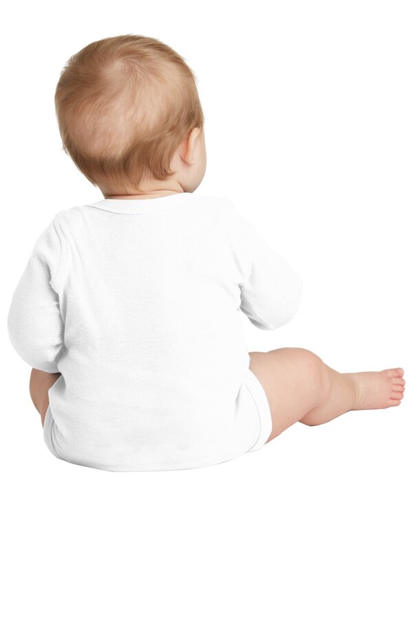 Baby Long Sleeve Bodysuit, 100% Cotton, White