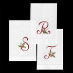 Load image into Gallery viewer, Guest Towels with Embroidered Christmas Initial Monogram, Set of 6
