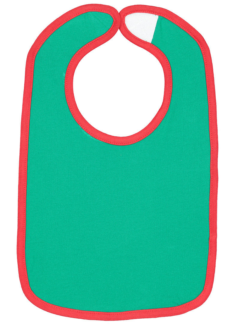 Kelly Color Baby Bib with Red Contrast Trim,  100% Cotton Premium Jersey